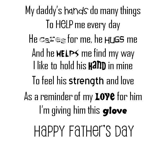 Glove+Poem  Poems for father day 2014