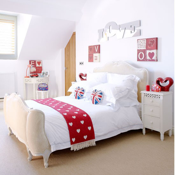 Red and white bedroom  Country Homes and Interiors  Housetohome.co.uk Valentines day bedroom decorations ideas 2014