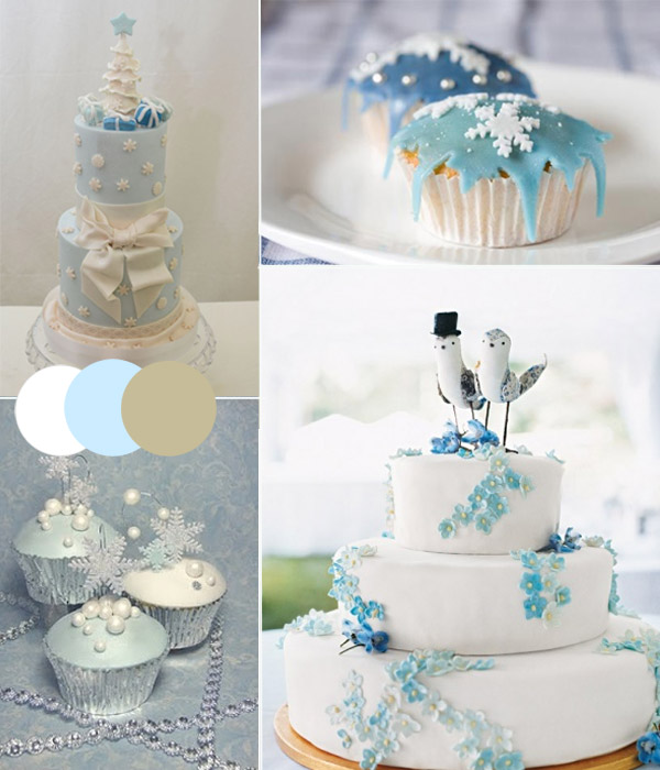 ice blue winter wedding cakes with silver and white color Hot winter wedding colors combinations: Blue and white or silver