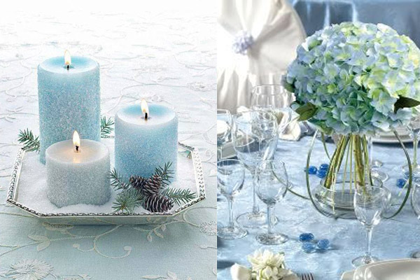 ice blue with silver winter wedding decoration ideas Hot winter wedding colors combinations: Blue and white or silver