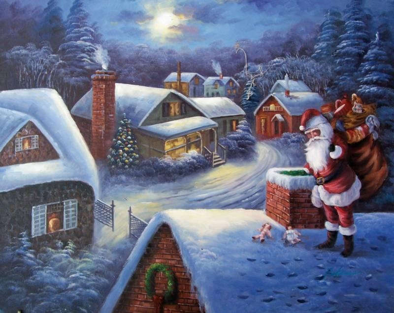 Christmas art oil painting 15 Top Christmas Art Wallpapers 2015