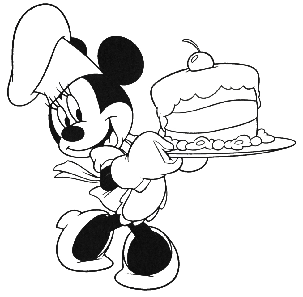 Minnie Mouse Birthday Cake Color Wonderful birthday coloring pages for kids