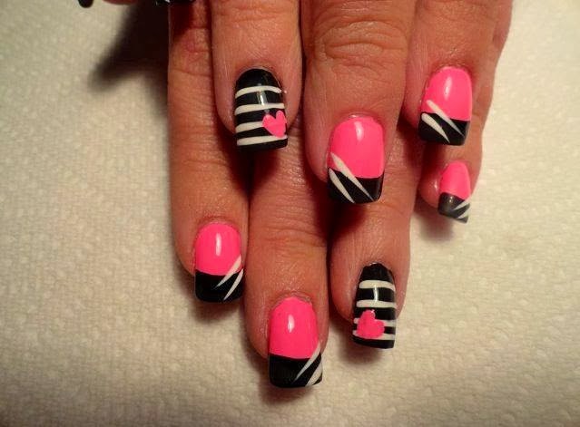 acrylic%2Bextensions%2Bgel%2Bpolish%2Bmanicure%2Blove%2Bof%2BValentine%2Bday%2Bcoral%2Bpink,%2Bblack%2B%26%2Bwhite%2B14th%2Bfebruary%2BLED polish manicure OPI Nail Polish Lacquer Pedicure care natural Gel Nail Polish beauty tips Acrylic Nails Nail Art USA UK Beautician Tips before Valentine