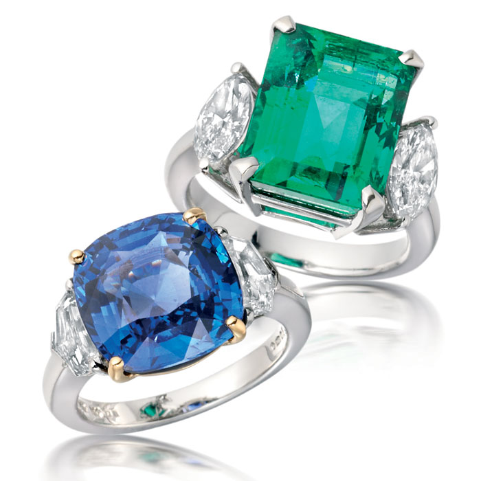 Large Sapphire & Emerald Rings The elegance of Green jewelry