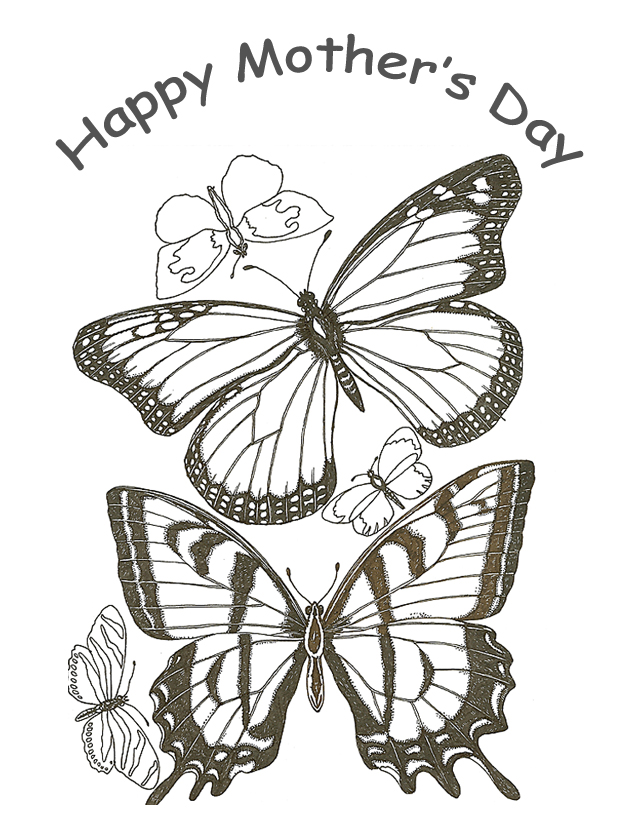 mothers day butterfies coloring page Mothers day coloring pages for kids 2014