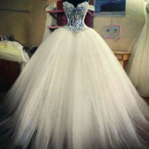 8nk5hs l 610x610 dress wedding dress prom dress white dress white cristals diamonds cocktail dress beautifull beautifull dress white beautifull dress wedding puffy fluffy skirt ballgown sprakles Fluffy Wedding Dresses Designs 2015