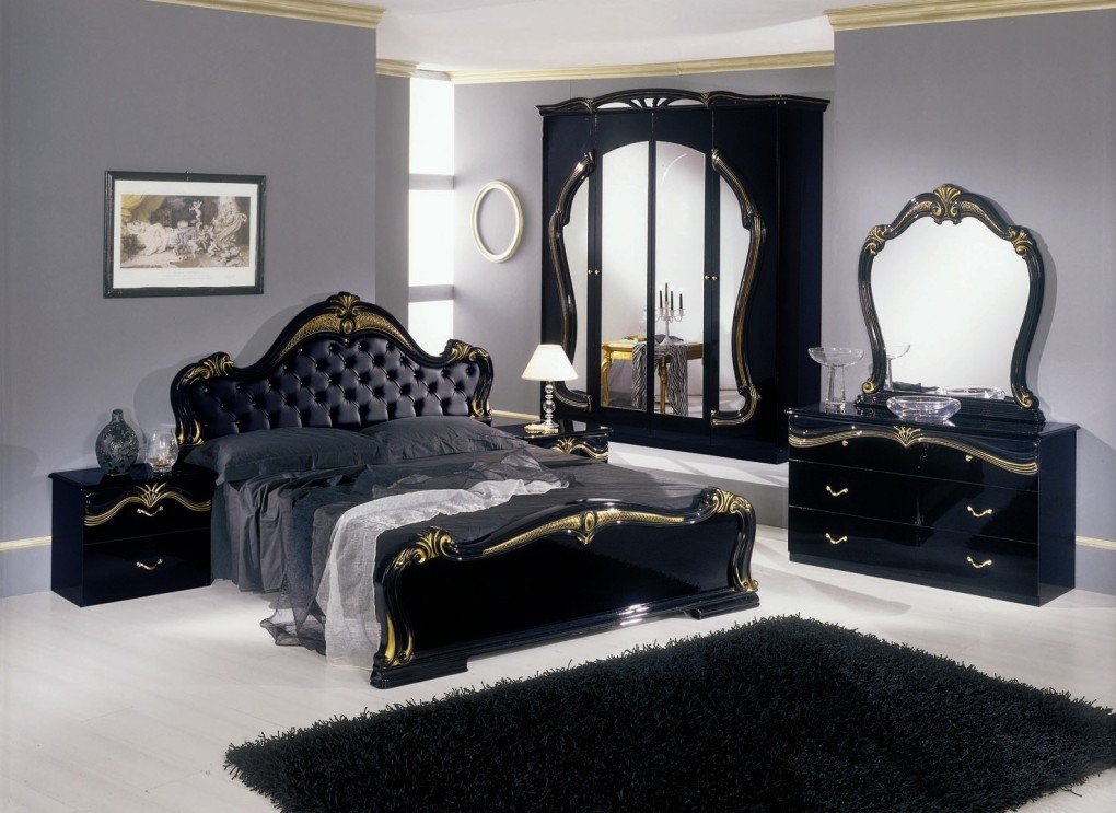 1   JUDY L black gold A Bedroom upholstered of genuine leather