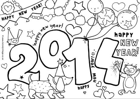  Cool new year 2014 coloring pages 