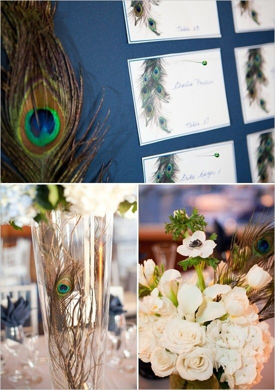 centerpiece 1 Royal wedding with peacock feathers style