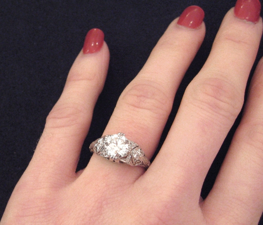 on hand91 Shining engagement rings on hand