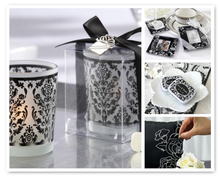 Black Damask Wedding Mosaic 1 Modern black wedding accessories 2014