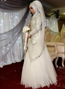 1116 218x300 Elegant Hijab wedding dresses designs 2014