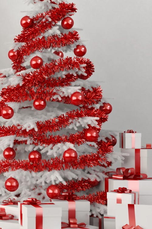 arbol navidad blanco rojo How to choose and decorate the Christmas tree