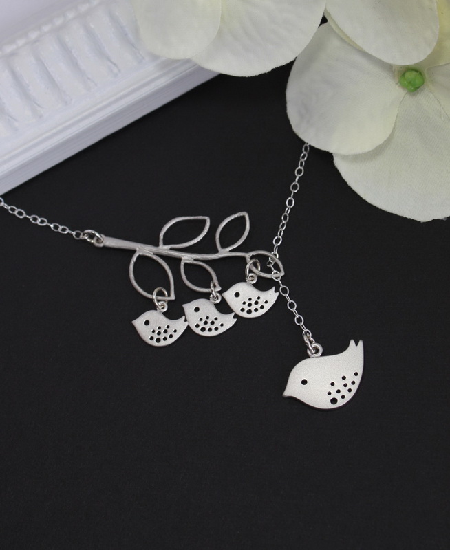 Mothers Day Silver Jewelry Mama Bird and Babies Necklace Sterling Silver Chain Unique Gift for Mother Best friend Sister Wife Awesome Mothers Day Jewelry Gifts