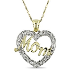 Mothers Day Gift Idea Gifts for Mom Mothers Day Gift Guide Diamond Accent Heart Mom Pendant In 10K White And Yellow Gold 300x300 Awesome Mothers Day Jewelry Gifts