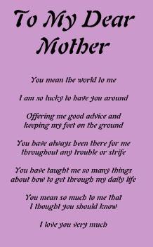 To My Dear Mother Mothers Day Poetry 10 Special poems for mum 