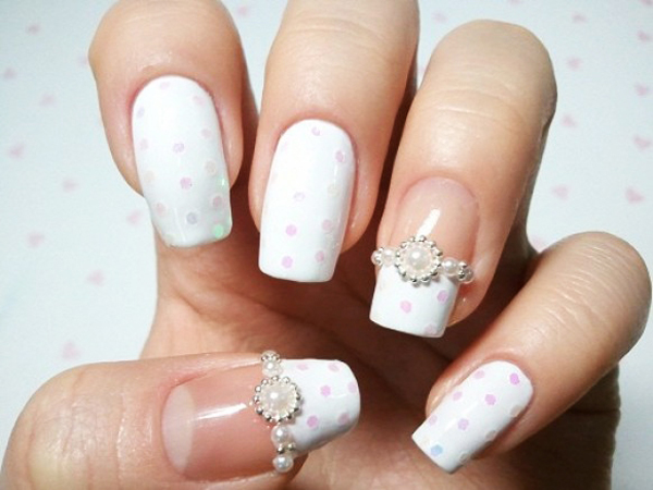 cool and stylish white french manicure style bridal nail art idea stylish Manicure for brides