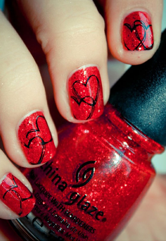Latest nail painting ideas for Valentines day 15 Best Valentines Day Nail Art Ideas Designs 2013 For Girls 1 Latest nail painting ideas for Valentines day