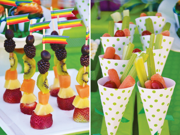 rainbow party snacks Creative birthday table decorations for kids