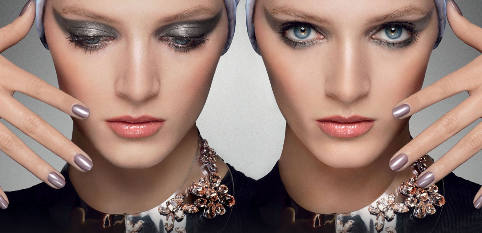 Beautiful Dior Model Wearing House Of Dior Mystic Metallics Makeup Collection For Beautiful Dior Makeup Ads and Dior Metallics Makeup Advertisements Season Eye Makeup Models