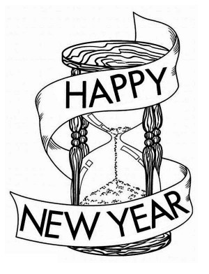 Free Happy new year coloring pages 2014 Happy New Year Wishes on the Hourglass Coloring Page 300x392 Free Happy new year coloring pages 2014