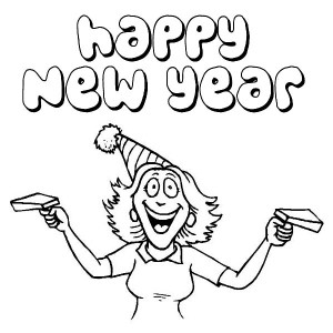 Happy New Years to All Says the Women Coloring Page 300x300 Cool new year 2014 coloring pages 