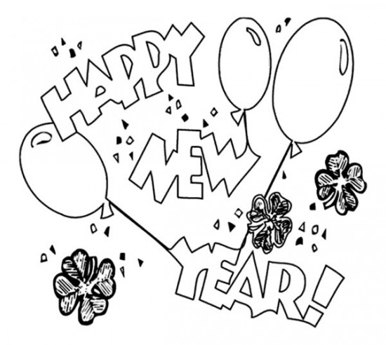 Happy New Year Coloring Pages PIcture 5 550x492 Happy new year coloring pages for print 2014