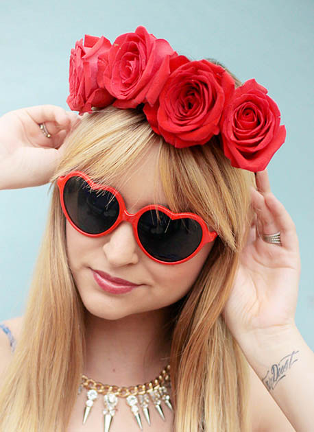 63faa  DIYRoseCrown Smooth hairstyle with valentine`s day  touch 