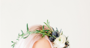 soft Flower crown hair of the bride