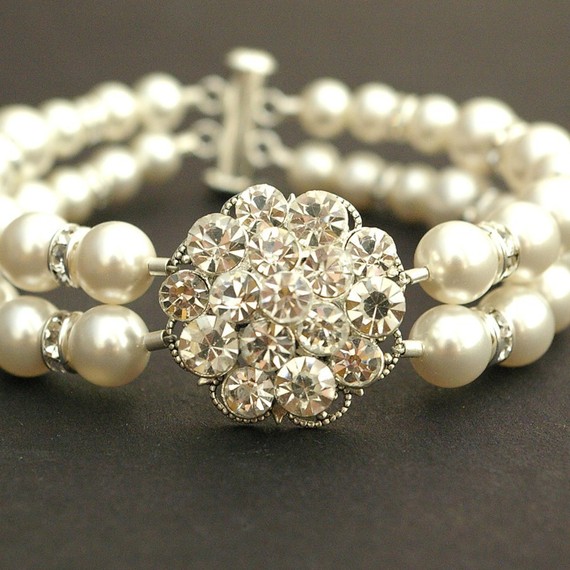 eventsstyle.com 14556 Vintage style pearl bracelet for wedding 