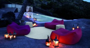 Outdoor furniture around the pool