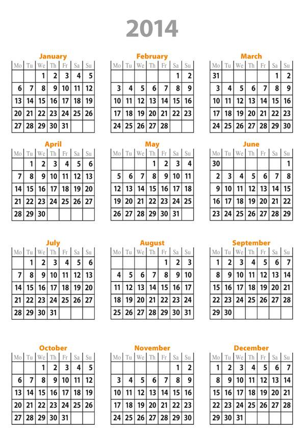 free 2014 calendar template indesign Calendar 2014 with holidays printable 