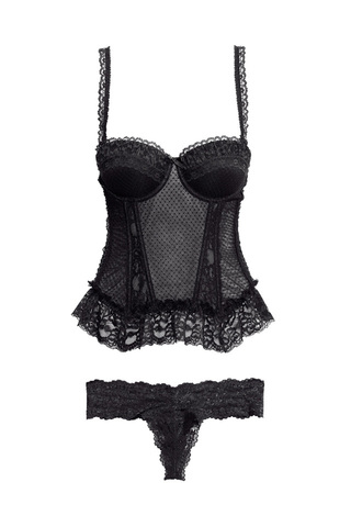 small Fustany Weddings Picking Your Wedding Night Bridal Lingerie HM Black Lace Corset H&M Lingerie style for brides 2014