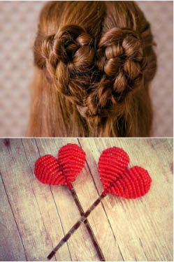 valentines Smooth hairstyle with valentine`s day  touch 